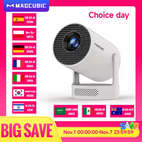 Magcubic 8K Wifi6 Projector 290ANSI Android 14 Dual WIFI Allwinner H726 BT5.0 1280*720P Home Cinema 