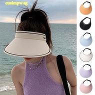 Women Summer Sun Hat Wide Brim Empty Top Ponytail Cap Beach UV Protection Outdoor Sunscreen Visors Folding Sunshade Girl Bonnet