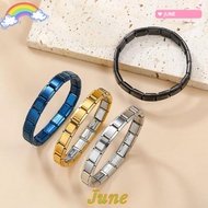 JUNE1 Italy Bracelets, Stainless Steel Square Italian Modules,  Stretchable Italian Charm Bracelets 