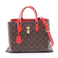【二手】路易威登LOUIS VUITTON托特包 花卉手提包 2WAY M43553 罌粟紅 PVC 塗層帆布 皮革花卉手提包 女士