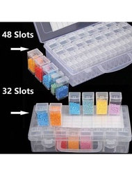 鑽石畫收納容器,便攜式珠子收納盒 32/48 格鑽石畫配件（收納盒）