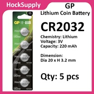 [5pcs][Authenic] GP CR2032 Lithium 3V Button Battery 2032 [FAST SHIP OUT]