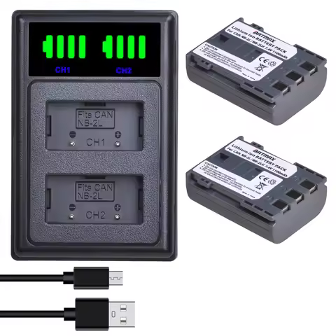 Batmax NB-2L NB-2LH Battery+LED Dual Charger for Canon EOS 350D 400D G7 G9 S80 S70 S60 S50 S45 S40 S