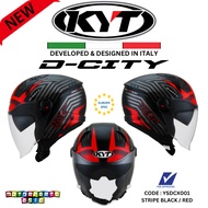 KYT D-City Stripe Black / Red Helmet | PSB Approved