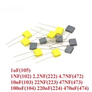 10pcs 100V Correction Block Capacitor 1NF 2.2NF 4.7NF 10nF 22NF 47NF 0.1UF 100NF 220NF 470NF 1uF 102