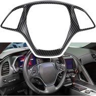 Carbon Fiber Look Steering Wheel Cover Molding Cover Trim for Chevrolet Corvette C7 Z06 Z51 ZR1 Stin