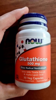 Now Foods Glutathione 500 mg 30 Veg Capsules ( Reduced active from milk thistle extract &amp; ala )