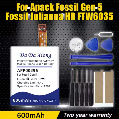 600mAh Replacement Battery APP00296 For fossil Gen 5 gen5 Julianna HR FTW6035 + Tools