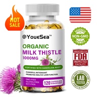 Organic Milk Thistle Capsules 1000mg with Dandelion Root, Liver Health Support , Non-GMO