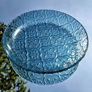 彩晶海棠花玻璃盤 15.4公分中盤 海棠花玻璃 玻璃盤 飾品盤