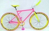 Basikal Fixie 700c OSCAR bicycle (Fluorescent Pink) Road Bike / Racing Bike / Basikal Budak / Ready 