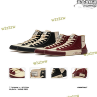 【品質認證】matnut fusion stitch 縫合拼接 復古酒紅色 黑白熊 厚底帆布鞋
