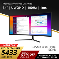 PRISM+ X340 PRO 34" 100Hz Curved Ultrawide WQHD [3440 x 1440] Productivity Monitor