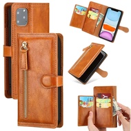 For IPhone 17e 16e 16 15 14 13 12 11 Pro Max Leather Zipper Flip Wallet Phone Case Card Holder Stand