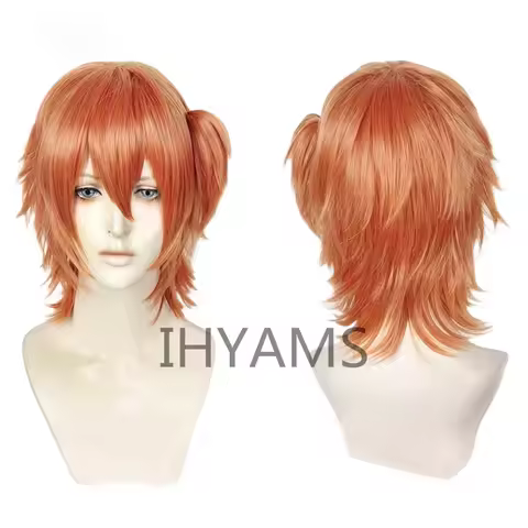 Kyousuke Yaguchi Orange Wig Cosplay Halloween Synthetic Hair With Chip Ponytail + Wig Cap