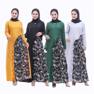 Gamis Kombinasi Batik dan Polos Baju Gamis Polos Kombinasi Batik Wanita Baju Gamis Dewasa Lebaran Ta