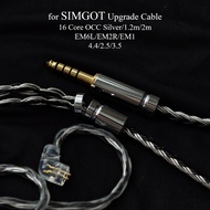 for 16-Core SIMGOT EM6L/EM2R/EM1 Replacement Cable, MMCX 2.5/3.5/4.4mm Balanced Litz Braided, OCC+Si