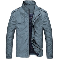 Jaket Penerbangan Lelaki dengan Zip, Kot Windbreaker Nipis, Jaket Musim Sejuk Musim Gugur Lelaki Per