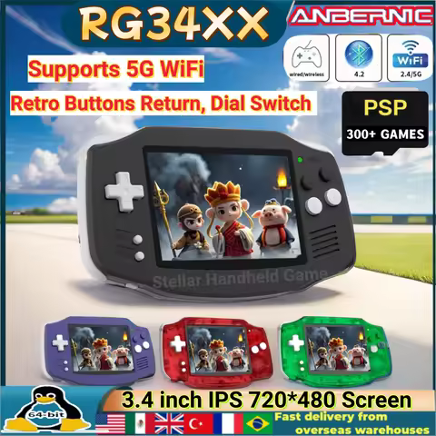 ANBERNIC RG 34XX 64Bit Retro Handheld Game Player 3.4-inch IPS Screen HD-Support TV RG34XX Portable
