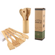 Bamboo kitchen utensils A set of 8 slotted spoons spatula tongs tools Cooking tools