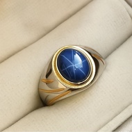American Star Gemstone Ring Luxury 6-Line Starbiru titaniumRing