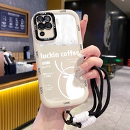 Case For OPPO A94 Reno 5F Reno5 F 5 Lite F19 Pro Phone Coffee Silicone Shockproof Strap