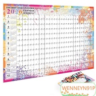 WENNEYN91P Yearly Daily Calendar, 2026 Annual Planner Large Wall Calendar, Creative Agenda Organizer