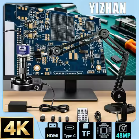 YIZHAN digital microscope, 48MP 4K 1080P HDMI industrial video microscope camera, welding microscope