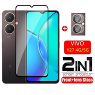 2 in1 Tempered Glass Screen Protector Explosion-Proof Safety Glass Camera Lens Film Protective Film For VIVO Y27 Y36 Y17S Y02A Y02T Y02 4G 5G