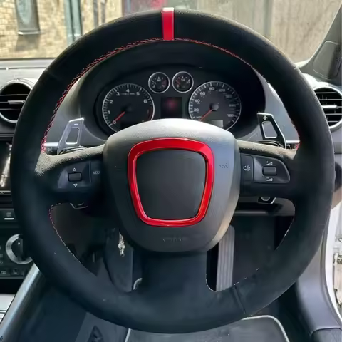 Non-Slip Suede Car Steering Wheel Cover Braid For Audi A3 8P Sportback A4 B8 Avant A5 8T A6 C6 A8 D3