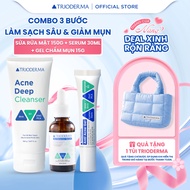 3-step Combo to help reduce acne Trioderma Facial Cleansing Gel 150g + Serum 30ml + Acne Gel 15g (cl