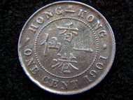 tf-1901年(大清光緒廿七年)英屬香港政府(British Hong Kong Government)英女皇維多利亞歌德式戴冠大頭肖像(Gothic style Queen Victoria)一仙