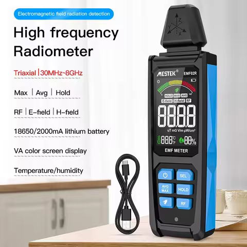 MESTEK EMF Meter 30Mhz~8Ghz RF Electromagnetic Field Radiation Dosimeter High Radio Frequency Detect