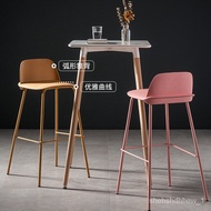 🚢Iron Bar Chair Plastic Backrest High Stool Modern Minimalist Plastic Bar Chair Bar Chair Personal Influencer Bar Stool