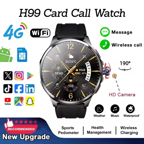 H99 Smart Watch Android Watches Amoled Smartwatch With 190° Rotary Camera Google Play Store 1.95 inc