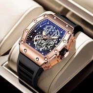 Richard Mille Watch Same Style Black Warrior Barrel-Shaped Fully Automatic Watch Mens Diamond-encrusted Domineering Trendy Watch