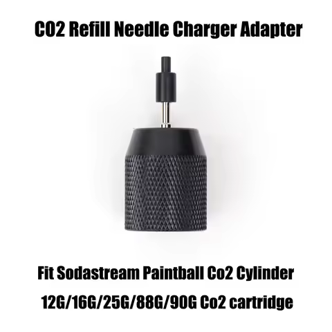 CO2 Refill Needle Charger Adapter Adaptor Fit Paintball Tank, 3/8-24UNF Cartridge, 88G CO2 Cartridge