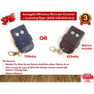 Autogate Door Wireless Remote Control 2CH 330Mhz / 433Mhz Learning Type (Battery included) - Made in Malaysia Premium Re