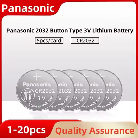 Original Panasonic CR2032 Battery for Car Key Fob, Watch, and Computer Motherboard (1-20pcs) - 3V Li