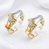 Creative Hug Hand Ring Niche Design Art Unique Unique Fashion High-End Couple Ring Stacking Ring