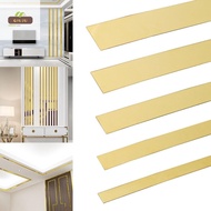 QIUJU Mirror Wall Sticker, Self-adhesive Gold Mirror Wall Moulding Trim,  5M Stainless Steel Wall Ceiling Edge Strip Living Room Decor