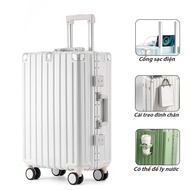 VALI du lịch khung nhôm bo góc kim loại cao cấp chống va đập Vali du lịch size 20/22/24/26 inch