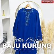 IP Muslim ROYAL BLUE Baju Kurung PREMIUM Cotton Chiffon Cutting Slim Fit/Baju Kurung Sedondon Ibu da