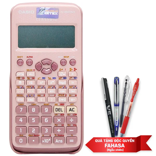 Máy Tính Casio fx-580VN X-PK - Màu Hồng - Kèm Quà VPP Độc Quyền 50 Năm Fahasa