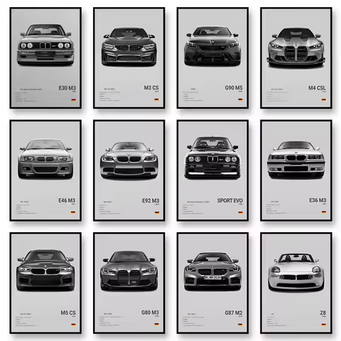 G80 M3C E39 M5 Car Canvas Wall Art Print Poster M5 CS G87 M2 Sports Car Decorative Painting Modern H