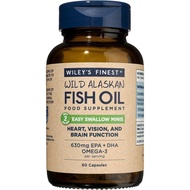 Wiley's Finest Wild Alaskan Fish Oil Easy Swallow Minis - Omega-3 Fish Oil Supplement for Adults and