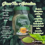 MERAH HIJAU Bestseller Green Tea Spirulina Powder | Instant Green Tea | Slimming diet Tea | Red Ginger GREEN TEA spirulina Gift 350 gram Jar Packaging