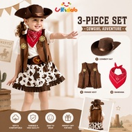 3pcs Western Cowboy Costume Adult Kids Family Set Halloween Cosplay Party Outfit Ready Stock For Wom