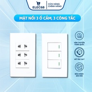 Surface 3 - Power Socket 3 Switches / 3 TPE Outlets - MN3/3OC - MN3/3CT - thietbidienelec68