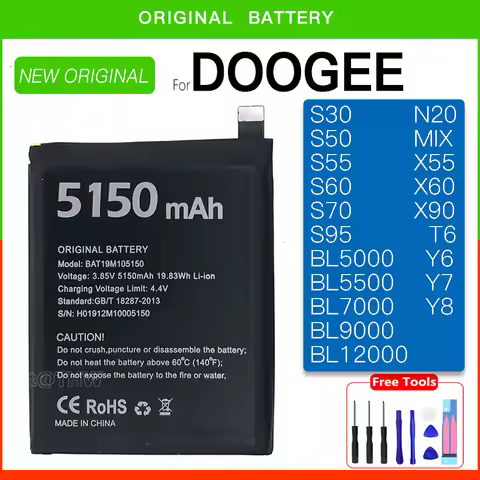 100% Original New Doogee Battery For DOOGEE BL5000 BL5500 BL7000 BL9000 BL12000 N20 S30 S50 S55 S60 